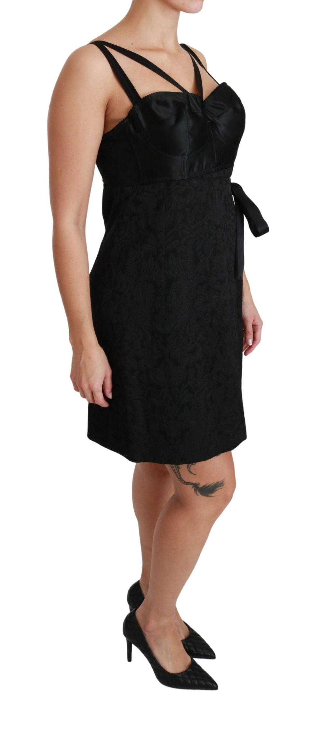 Robe fourreau en jacquard noire Dolce &amp; Gabbana