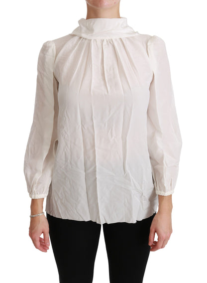 Blouse à col roulé en soie blanche Dolce &amp; gabbana