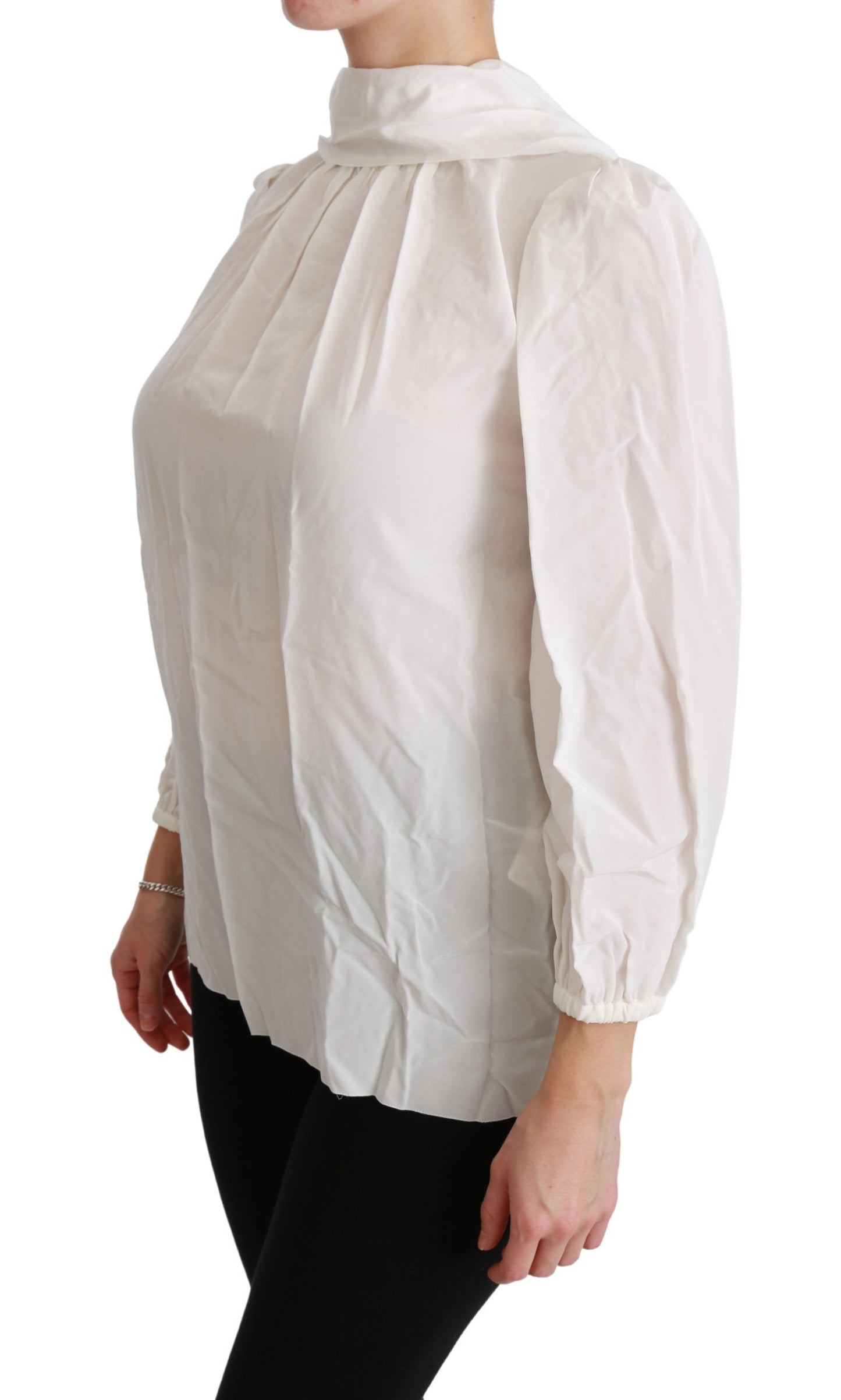 Blouse à col roulé en soie blanche Dolce &amp; gabbana