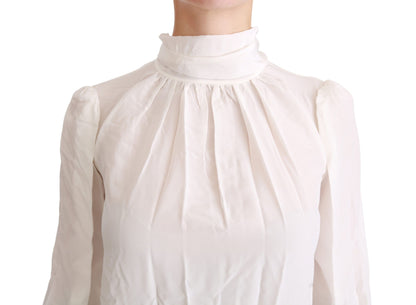 Blouse à col roulé en soie blanche Dolce &amp; gabbana