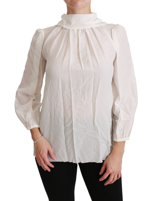 Blouse à col roulé en soie blanche Dolce &amp; gabbana