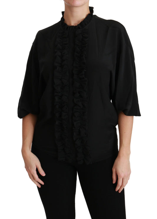 Blouse à manches courtes en soie noire Dolce &amp; gabbana