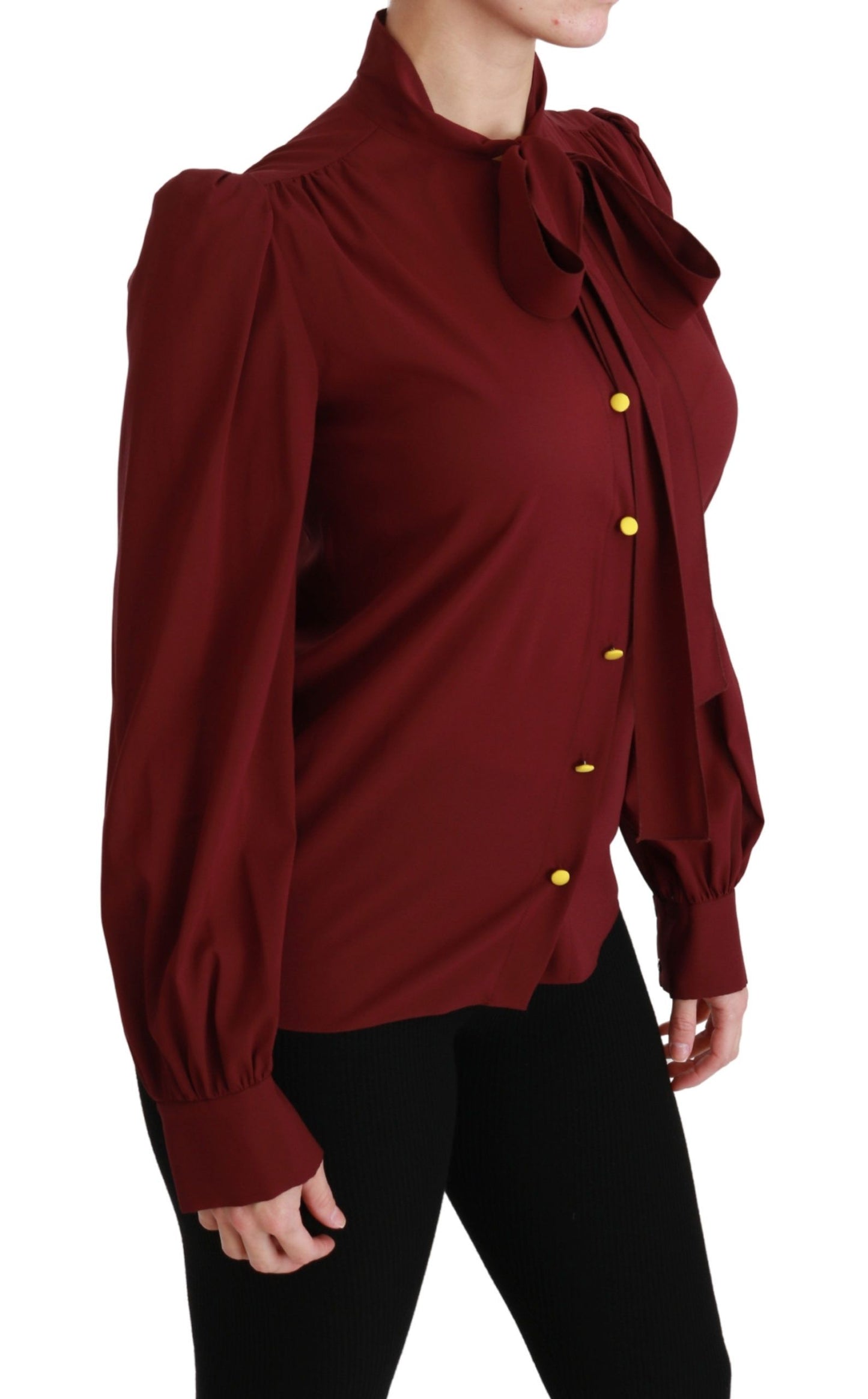 Blouse polo en soie mélangée marron Dolce &amp; Gabbana