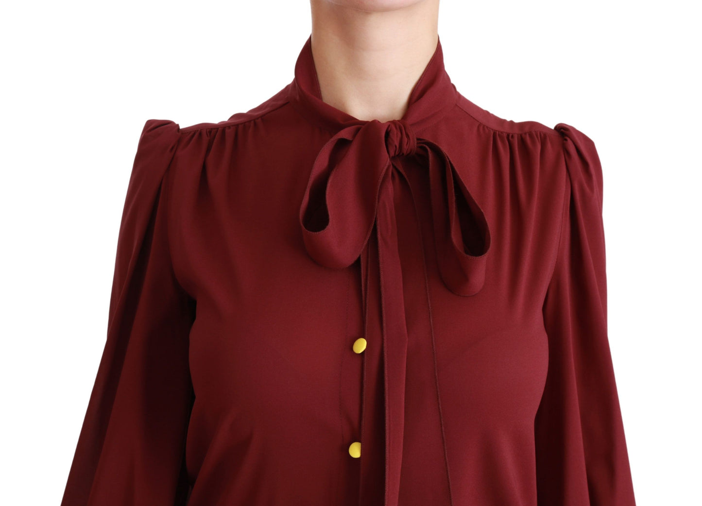 Blouse polo en soie mélangée marron Dolce &amp; Gabbana