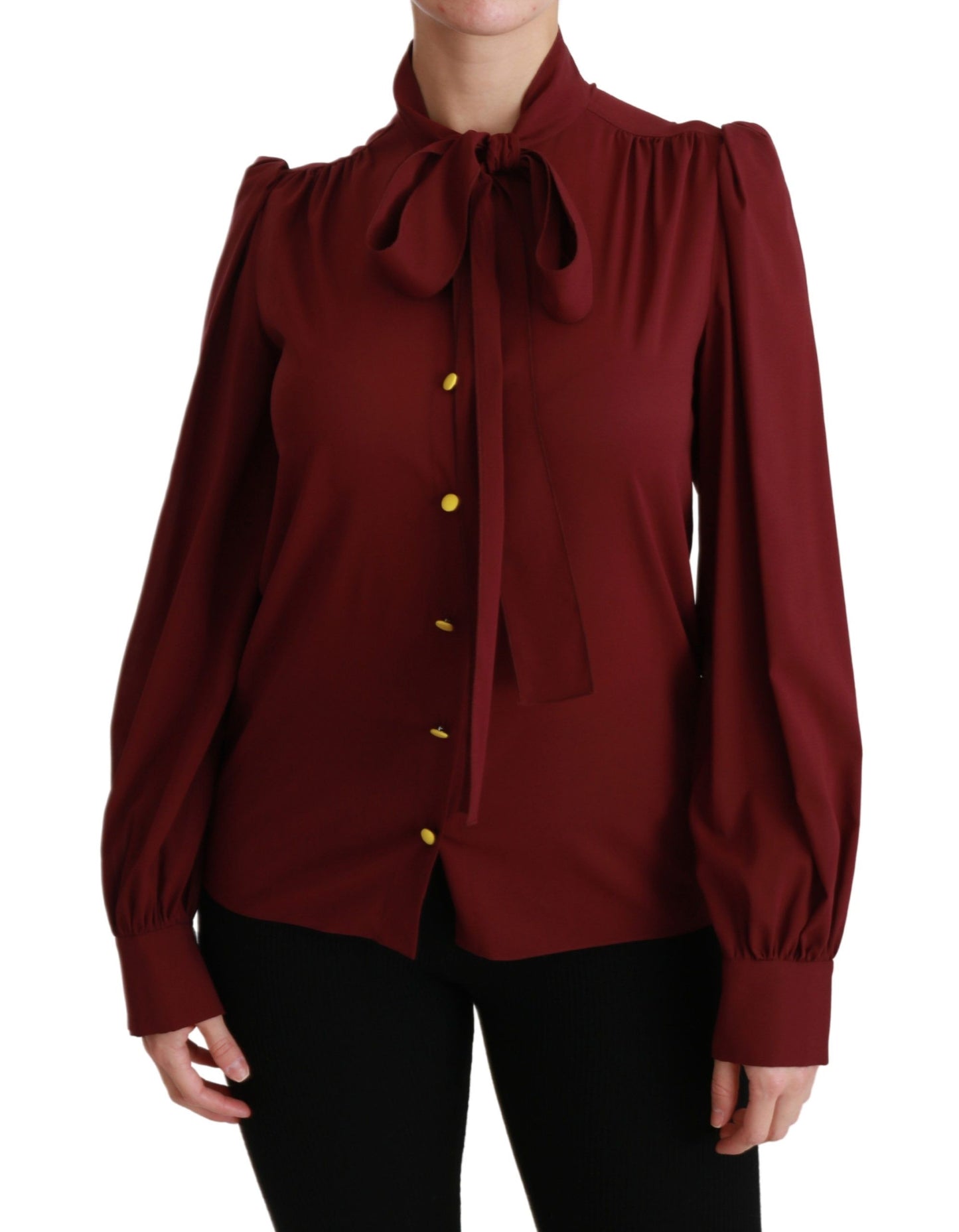 Blouse polo en soie mélangée marron Dolce &amp; Gabbana