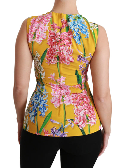 Blouse sans manches à col ras du cou fleuri Dolce &amp; Gabbana Sunshine