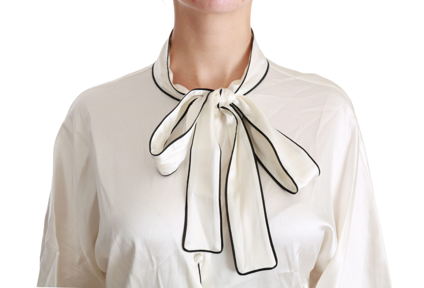 Blouse en soie beige Dolce &amp; gabbana avec foulard à nœud