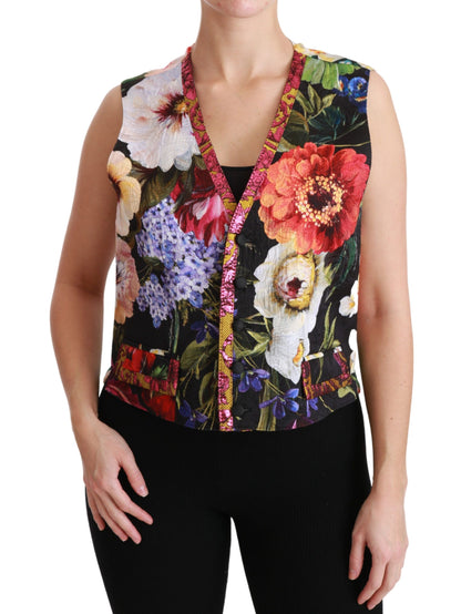 Dolce &amp; gabbana gilet sans manches à fleurs en brocart multicolore