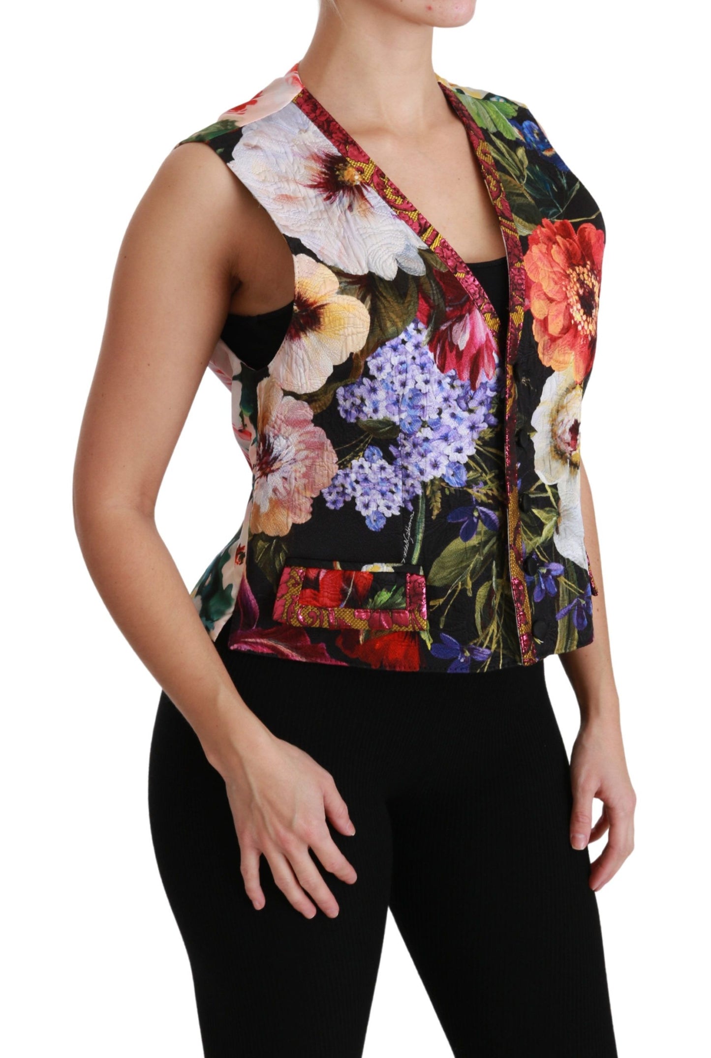 Dolce &amp; gabbana gilet sans manches à fleurs en brocart multicolore