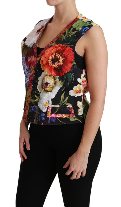 Dolce &amp; gabbana gilet sans manches à fleurs en brocart multicolore