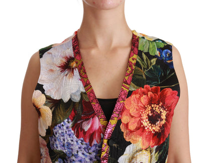 Dolce &amp; gabbana gilet sans manches à fleurs en brocart multicolore