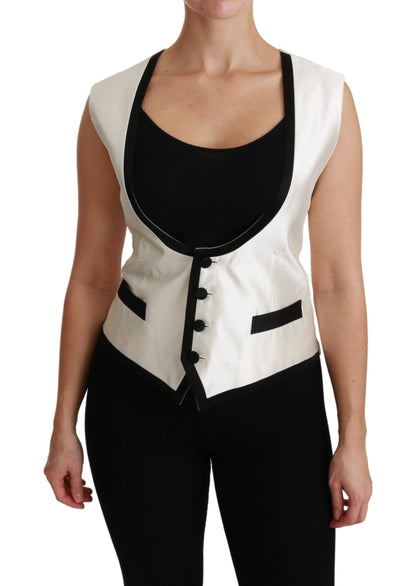 Dolce &amp; Gabbana - Gilet sans manches en soie - Noir et blanc