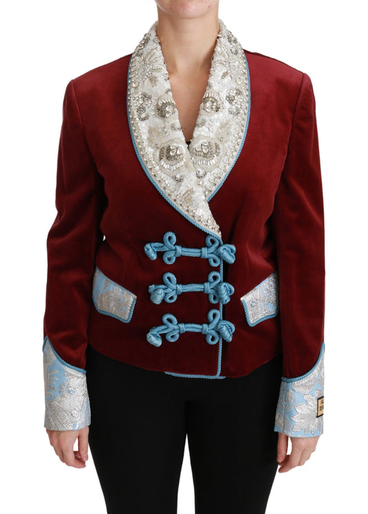 Dolce &amp; Gabbana opulent blazer rouge à détails baroques