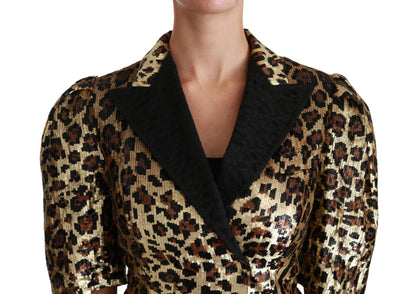 Dolce &amp; gabbana blazer à manches courtes à imprimé léopard doré