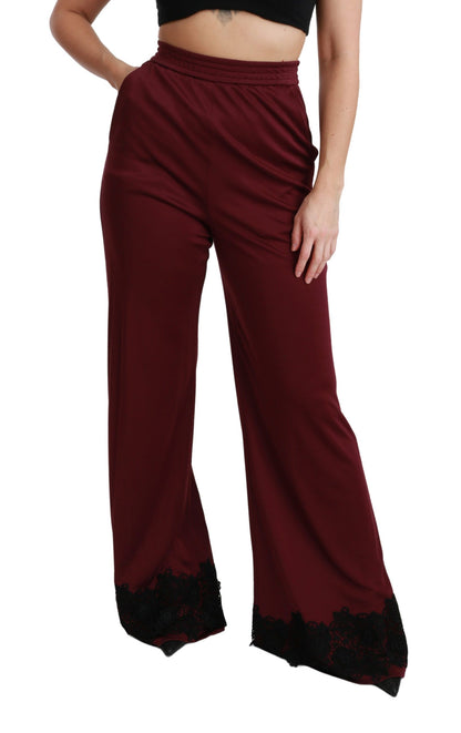 Dolce &amp; gabbana pantalon large taille haute marron