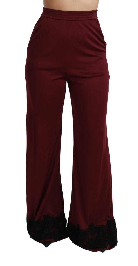 Dolce &amp; gabbana pantalon large taille haute marron