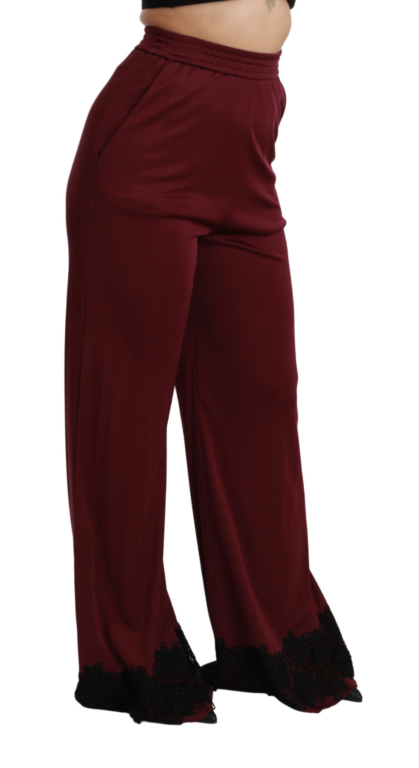 Dolce &amp; gabbana pantalon large taille haute marron