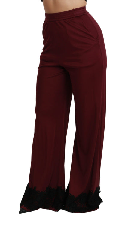 Dolce &amp; gabbana pantalon large taille haute marron