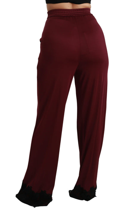 Dolce &amp; gabbana pantalon large taille haute marron