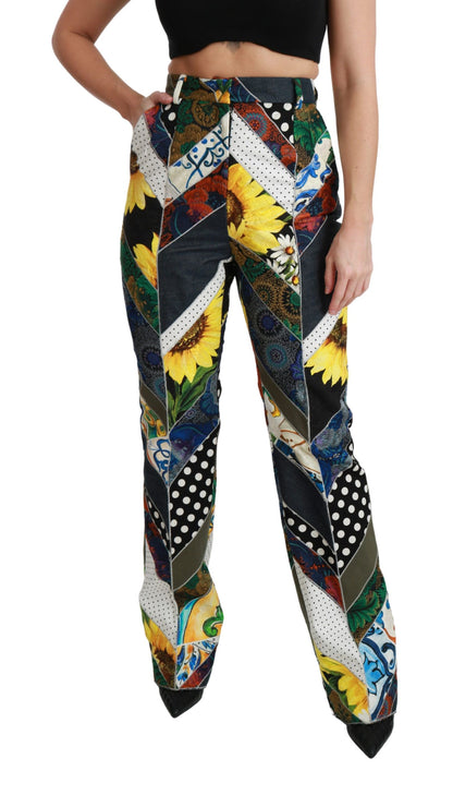 Dolce &amp; gabbana pantalon droit multicolore taille haute