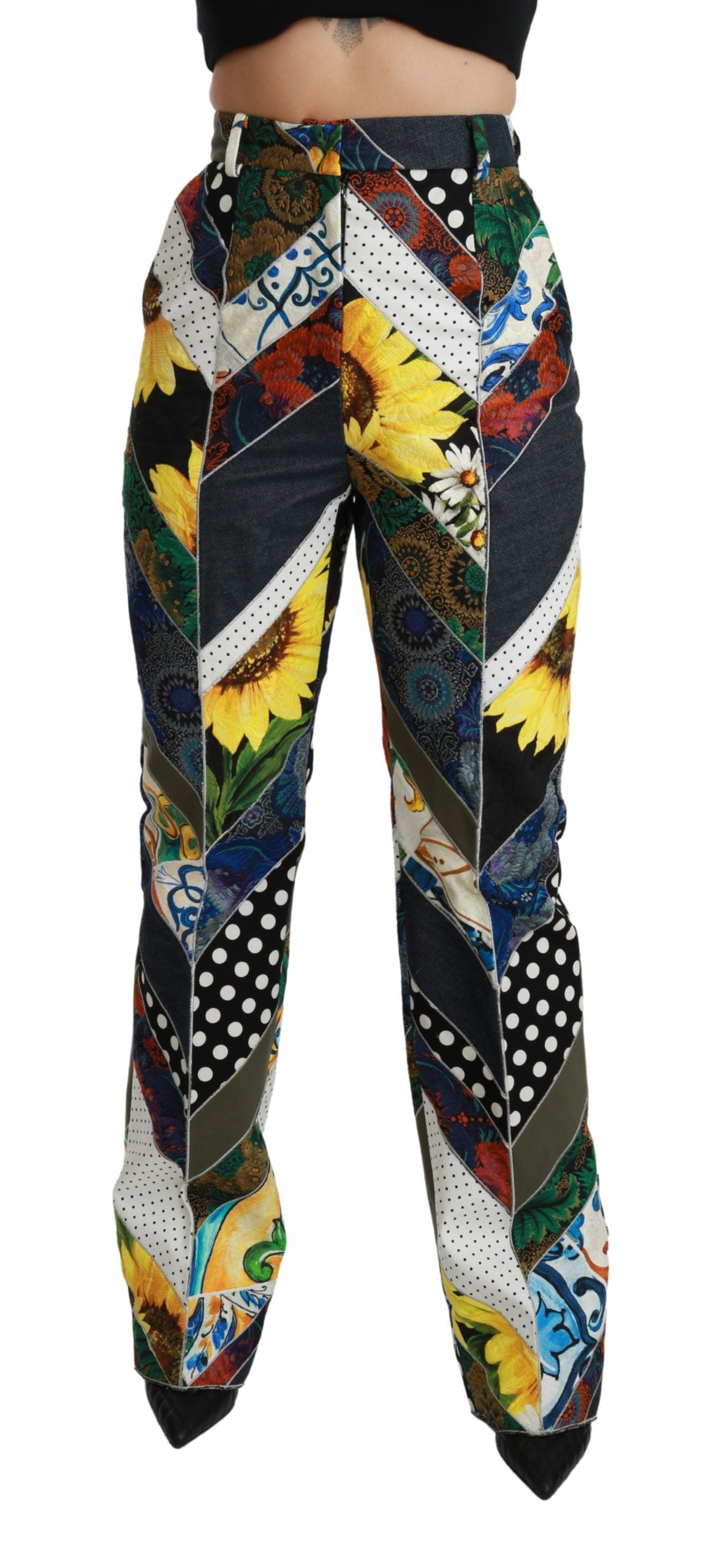 Dolce &amp; gabbana pantalon droit multicolore taille haute