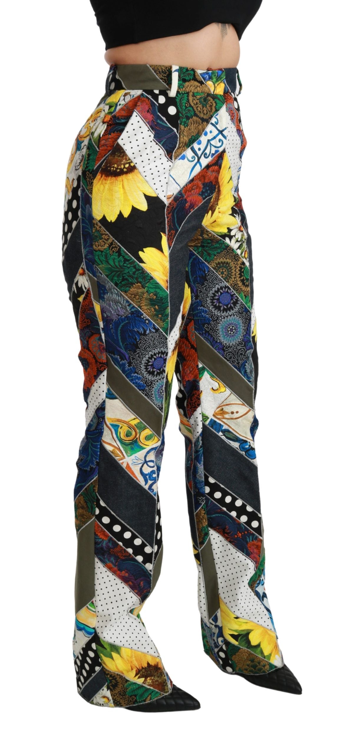 Dolce &amp; gabbana pantalon droit multicolore taille haute