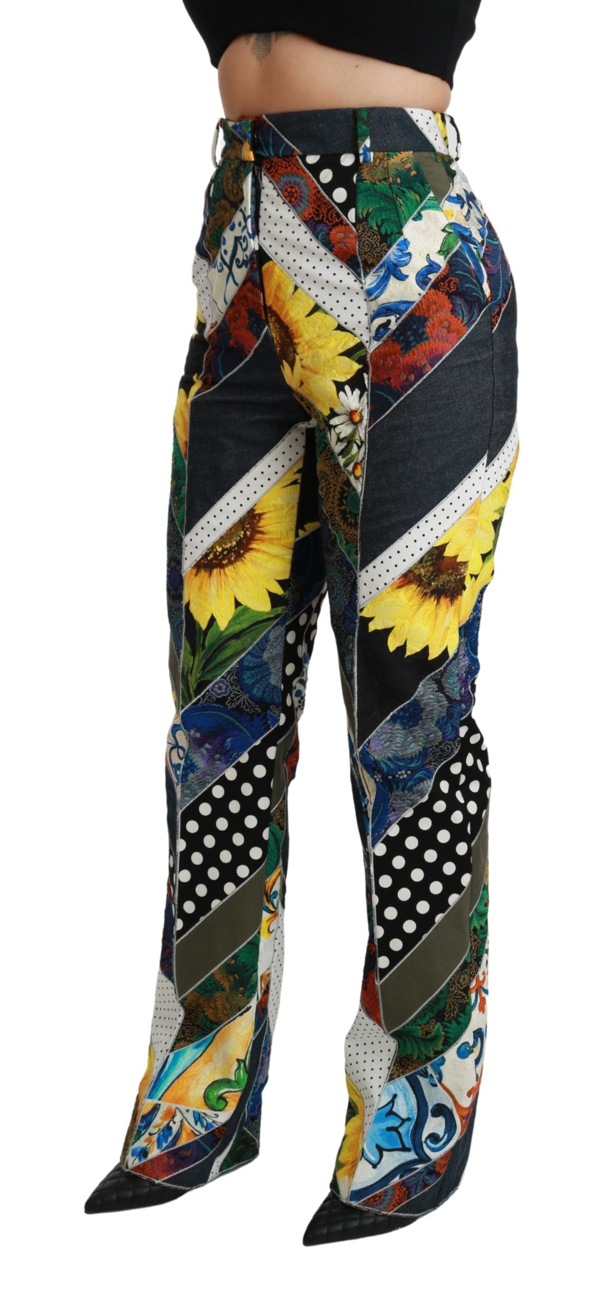 Dolce &amp; gabbana pantalon droit multicolore taille haute