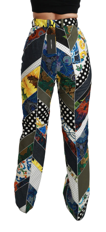 Dolce &amp; gabbana pantalon droit multicolore taille haute