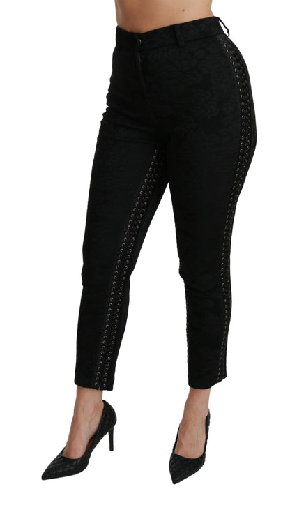 Dolce &amp; gabbana pantalon skinny taille haute en brocart noir