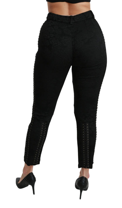 Dolce &amp; gabbana pantalon skinny taille haute en brocart noir