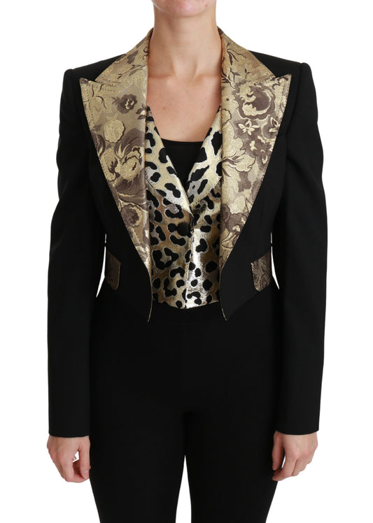 Dolce &amp; Gabbana opulent ensemble veste et gilet à fleurs en or noir