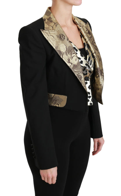 Dolce &amp; Gabbana opulent ensemble veste et gilet à fleurs en or noir