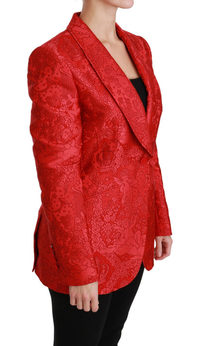 Dolce &amp; Gabbana Blazer rouge à motif d'ange floral