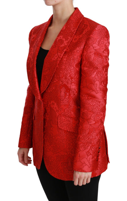 Dolce &amp; Gabbana Blazer rouge à motif d'ange floral