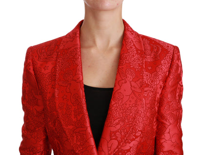 Dolce &amp; Gabbana Blazer rouge à motif d'ange floral