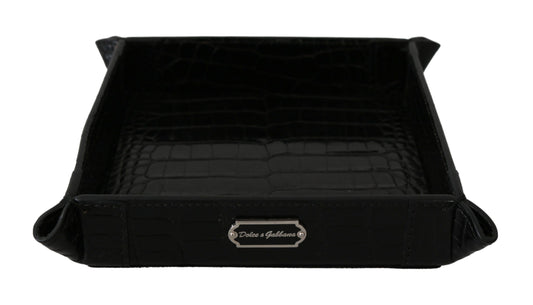 Dolce & Gabbana Elegant Black Exotic Skin Entry Tray