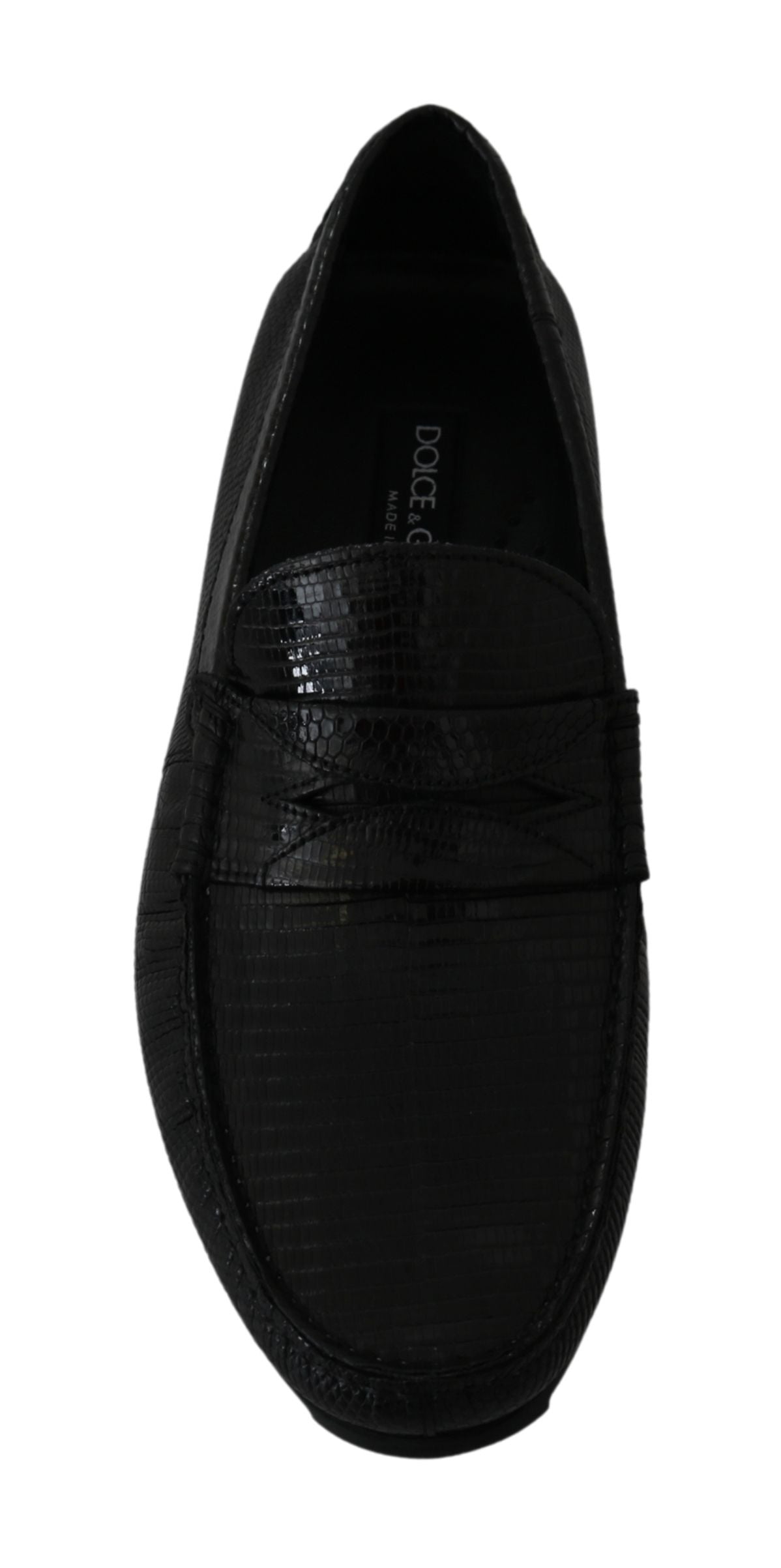 Dolce &amp; Gabbana mocassins exquis en cuir de lézard noir