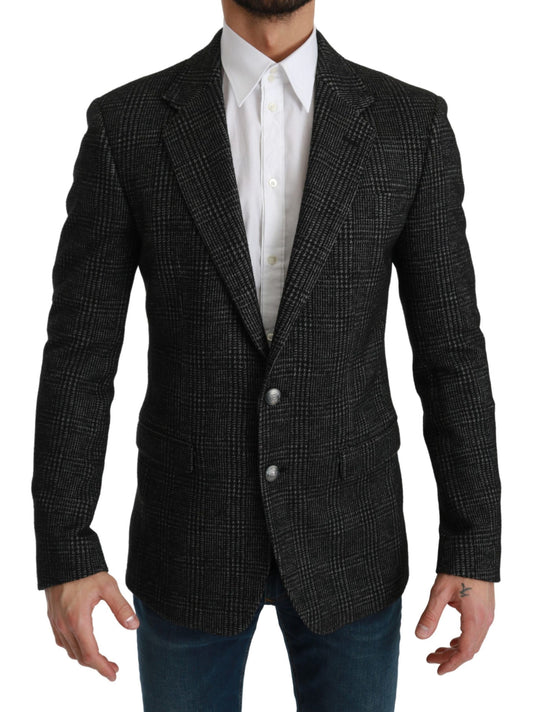 Dolce &amp; Gabbana Elegante blazer gris de corte slim a cuadros