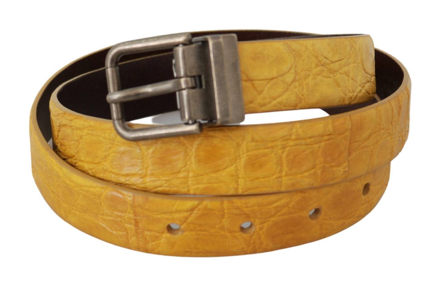 Ceinture en cuir à motif animal jaune exotique Dolce &amp; gabbana