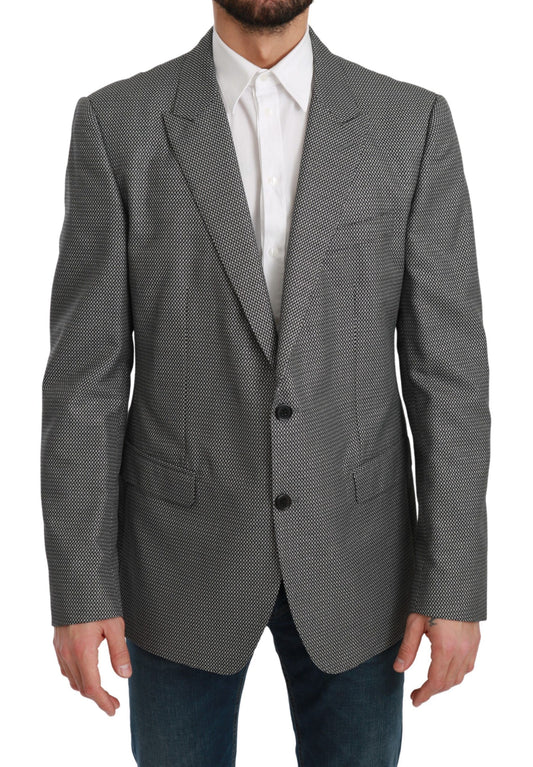 Dolce &amp; Gabbana Elegante blazer gris de corte slim con estampado de fantasía