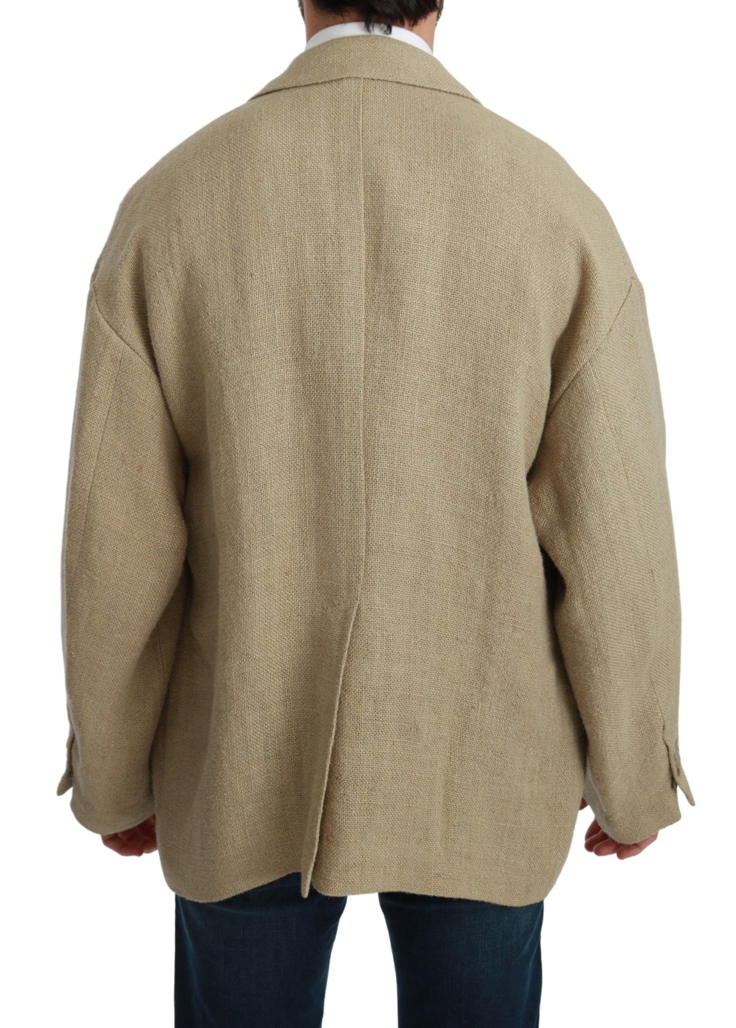 Dolce &amp; Gabbana Blazer elegante de yute beige con botonadura sencilla