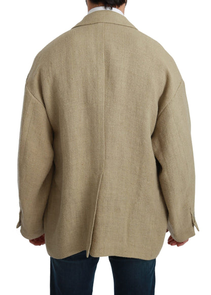 Dolce &amp; Gabbana Blazer elegante de yute beige con botonadura sencilla