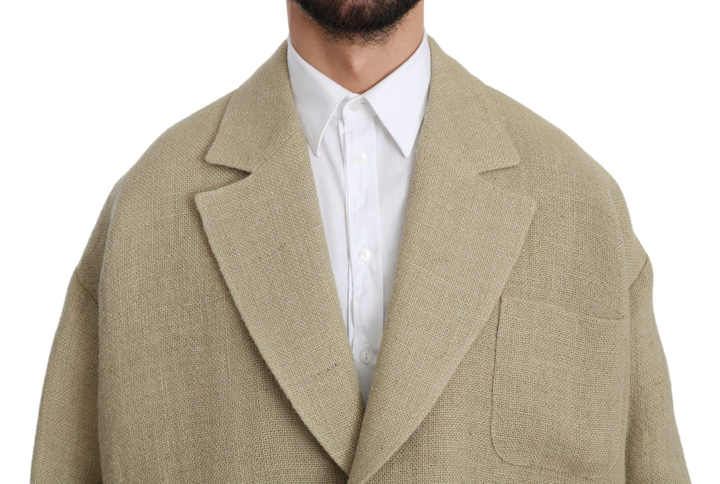 Dolce &amp; Gabbana Blazer elegante de yute beige con botonadura sencilla