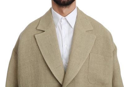 Dolce &amp; Gabbana Blazer elegante de yute beige con botonadura sencilla