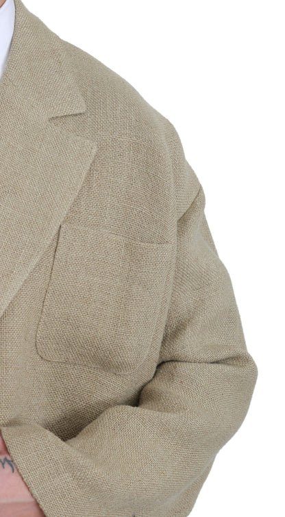 Dolce &amp; Gabbana Blazer elegante de yute beige con botonadura sencilla