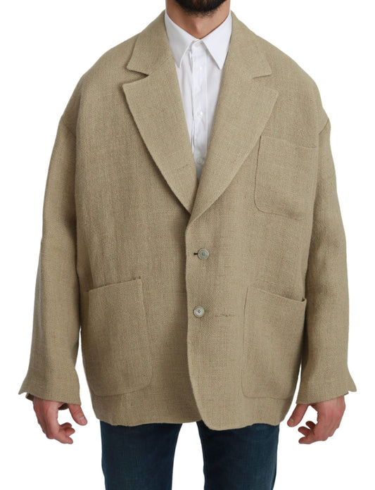Dolce &amp; Gabbana Blazer elegante de yute beige con botonadura sencilla