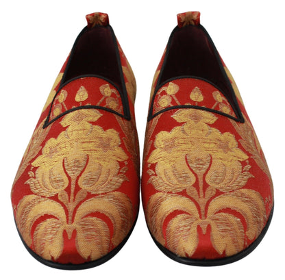 Dolce &amp; Gabbana - Mocassins en brocart doré rose