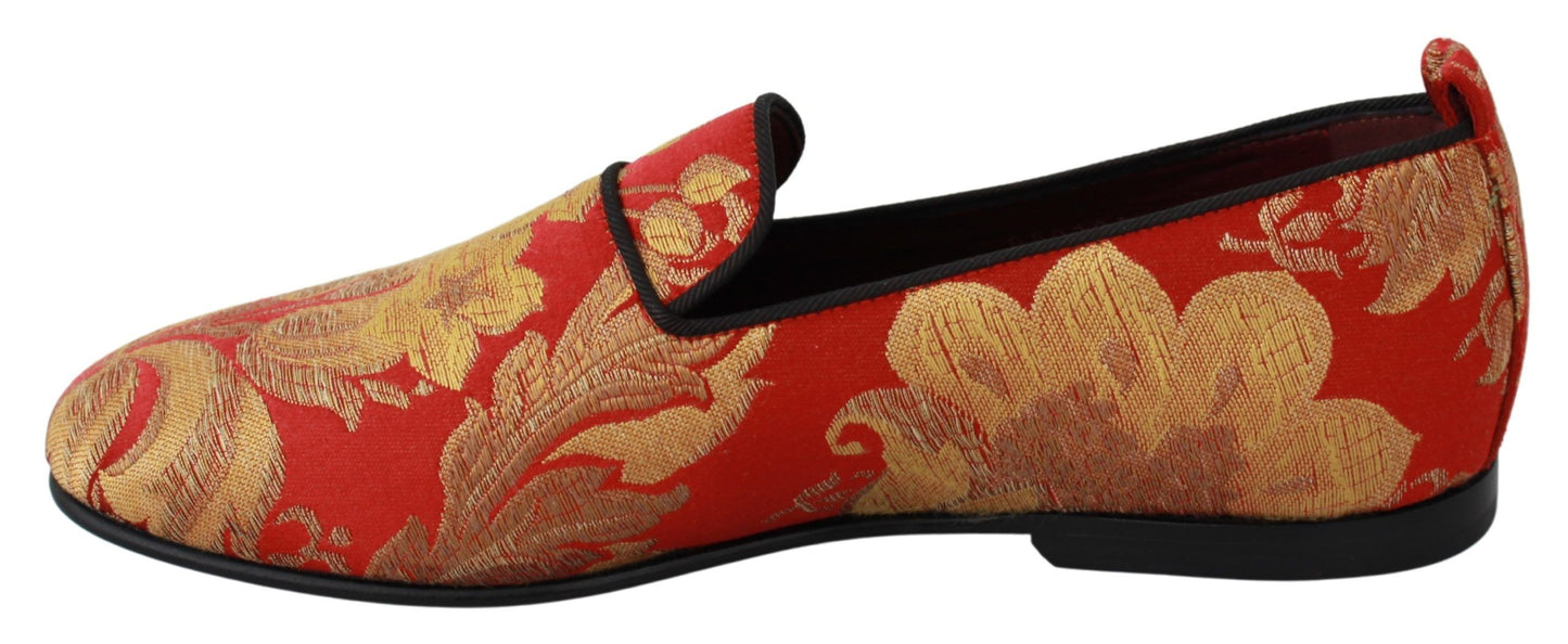 Dolce &amp; Gabbana - Mocassins en brocart doré rose