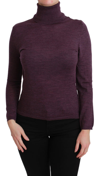 BYBLOS Elegant Turtleneck Wool Sweater in Purple