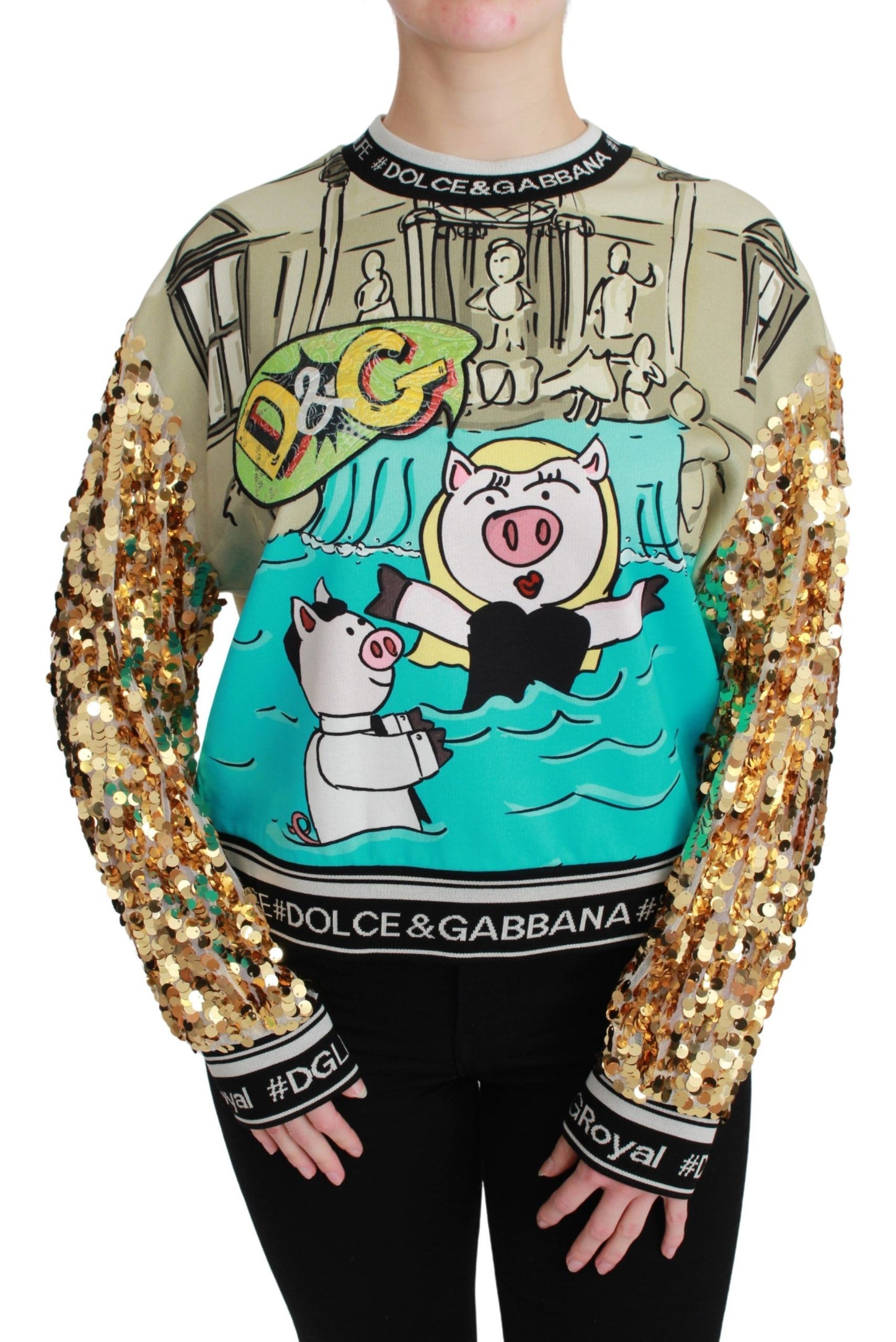 Dolce &amp; gabbana pull à sequins à motif multicolore